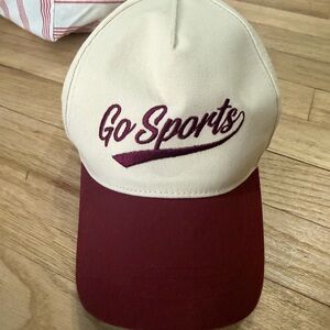 Beige and Maroon 'Go Sports' Cap